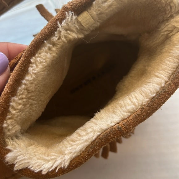 Lucky Brand Suede Leather Moccasin Ankle Boots Fleece Lined - Picture 3 of 4